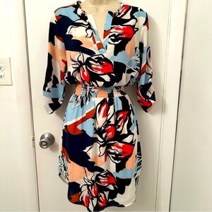 Bar III Abstract & Floral Print Dress - Red, Black, White, Light Blue, Peach